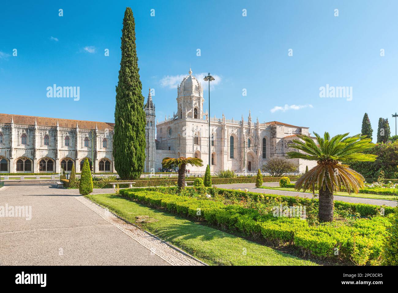 Il monastero di Jeronimos o Hieronymites, patrimonio mondiale dell'UNESCO, a Lisbona, Portogallo. Abbazia gotica medievale a Lisboa. Destinazione del viaggio Foto Stock