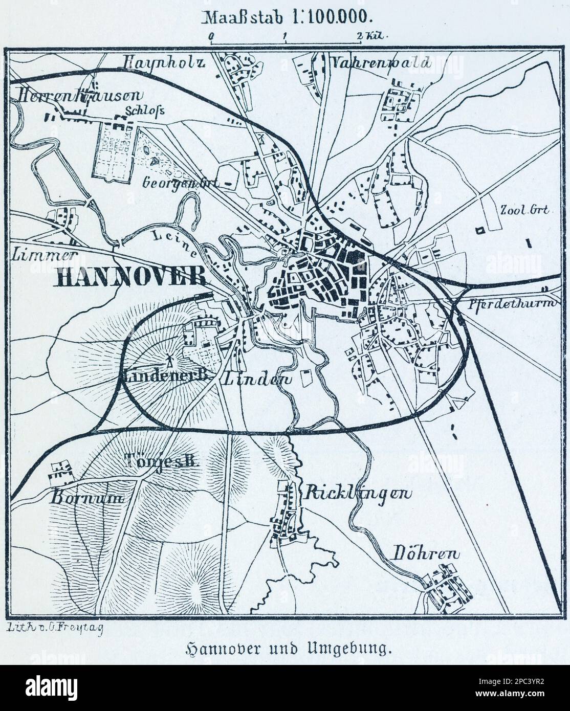 Mappa della città di Hannover sulla Leine e dintorni, Hannover, bassa Sassonia, Germania settentrionale, Europa centrale Foto Stock