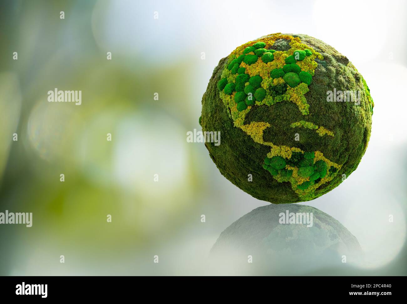 Pianeta verde Terra. Simbolo dello sviluppo sostenibile e delle energie rinnovabili Foto Stock