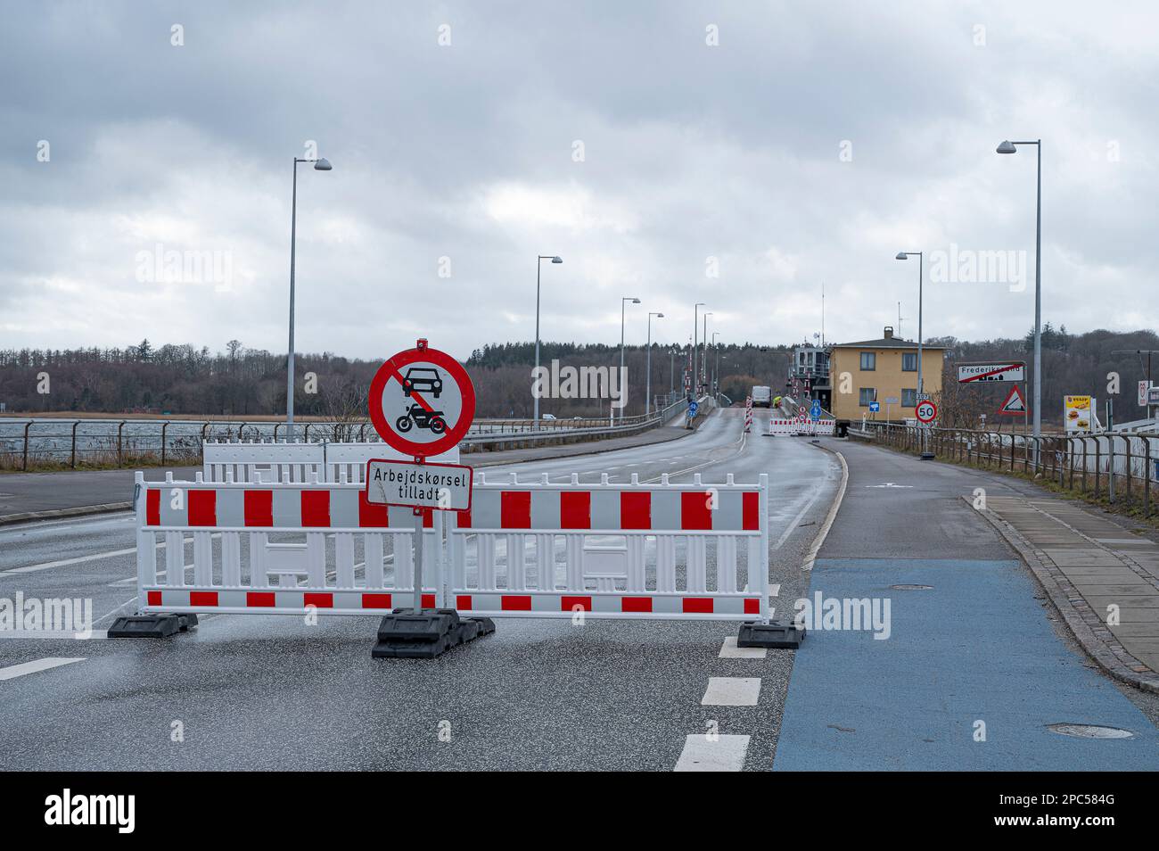 Il ponte del Principe Corona Frederiks è chiuso per sei settimane, Frederikssund, Mars 13, 2023 Foto Stock