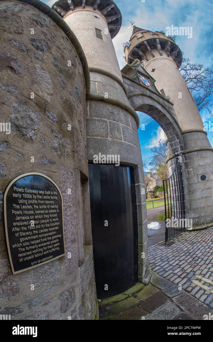 Powis Gateway, Università di Aberdeen, Old Aberdeen, Scozia, Regno Unito Foto Stock
