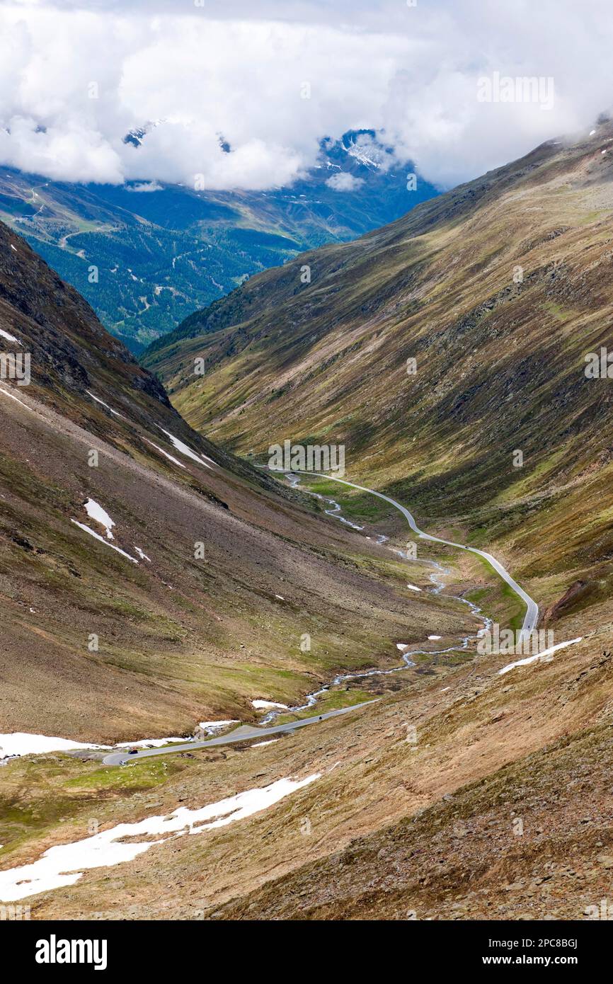 Alta strada alpina di Timmelsjoch, Europa, valico di frontiera dell'Austria, Provincia del Tirolo, Italia, Alto Adige, Alpi Orientali, Austria Foto Stock