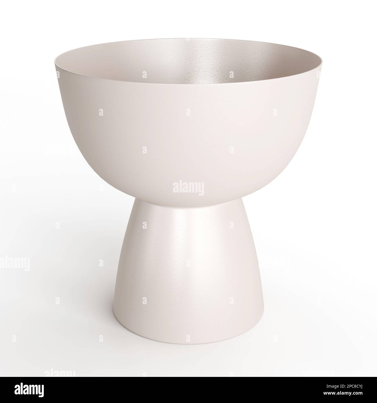 Una ciotola di ceramica bianca su un piedistallo decorativo isolato su uno sfondo bianco Foto Stock