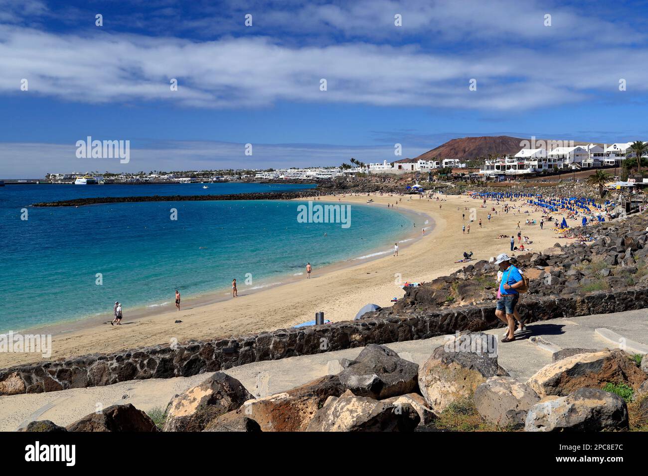 Playa Dorada Beach, Playa Blanca, Lanzarote, Isole Canarie, Spagna. Foto Stock