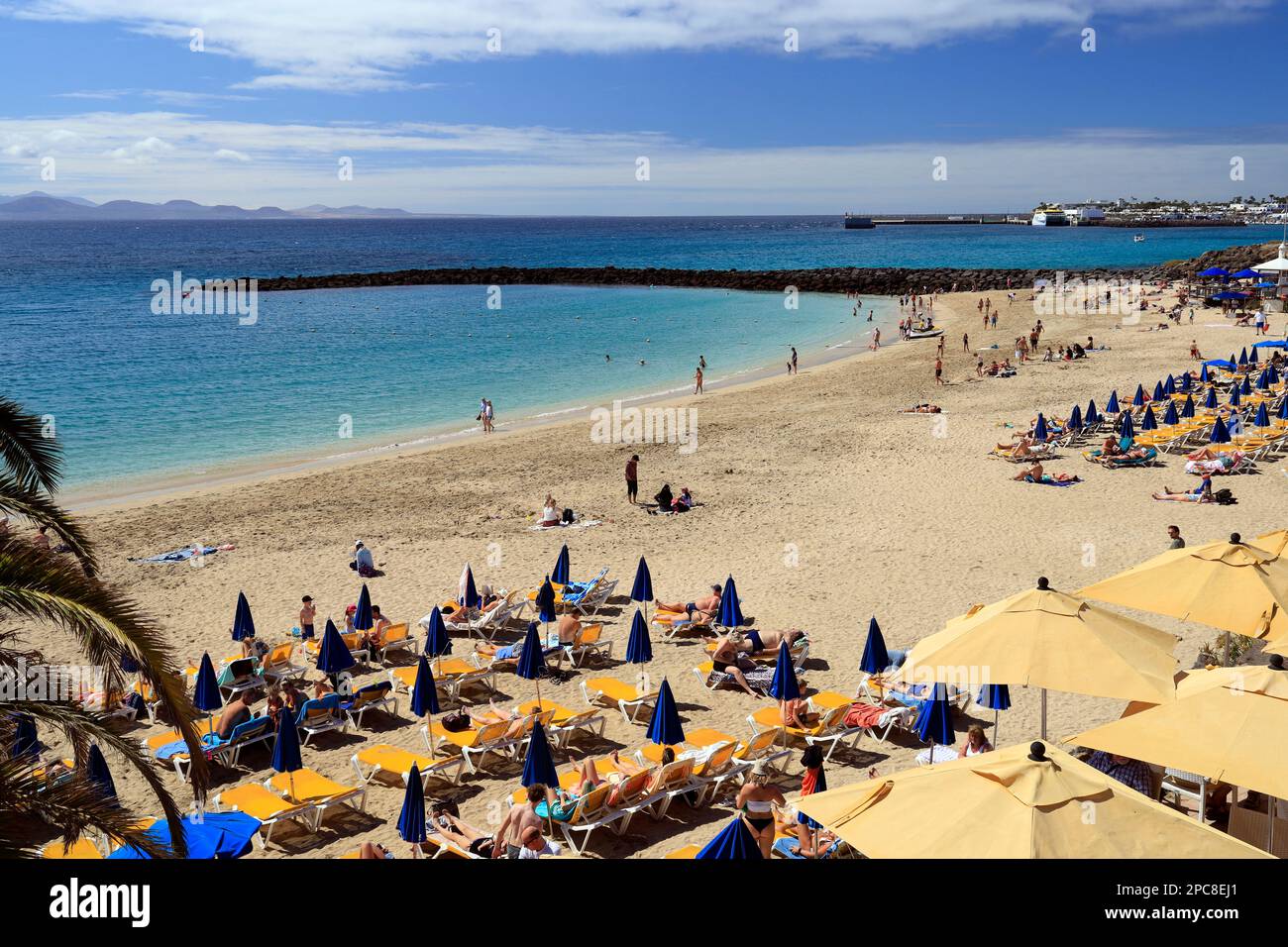 Playa Dorada Beach, Playa Blanca, Lanzarote, Isole Canarie, Spagna. Foto Stock