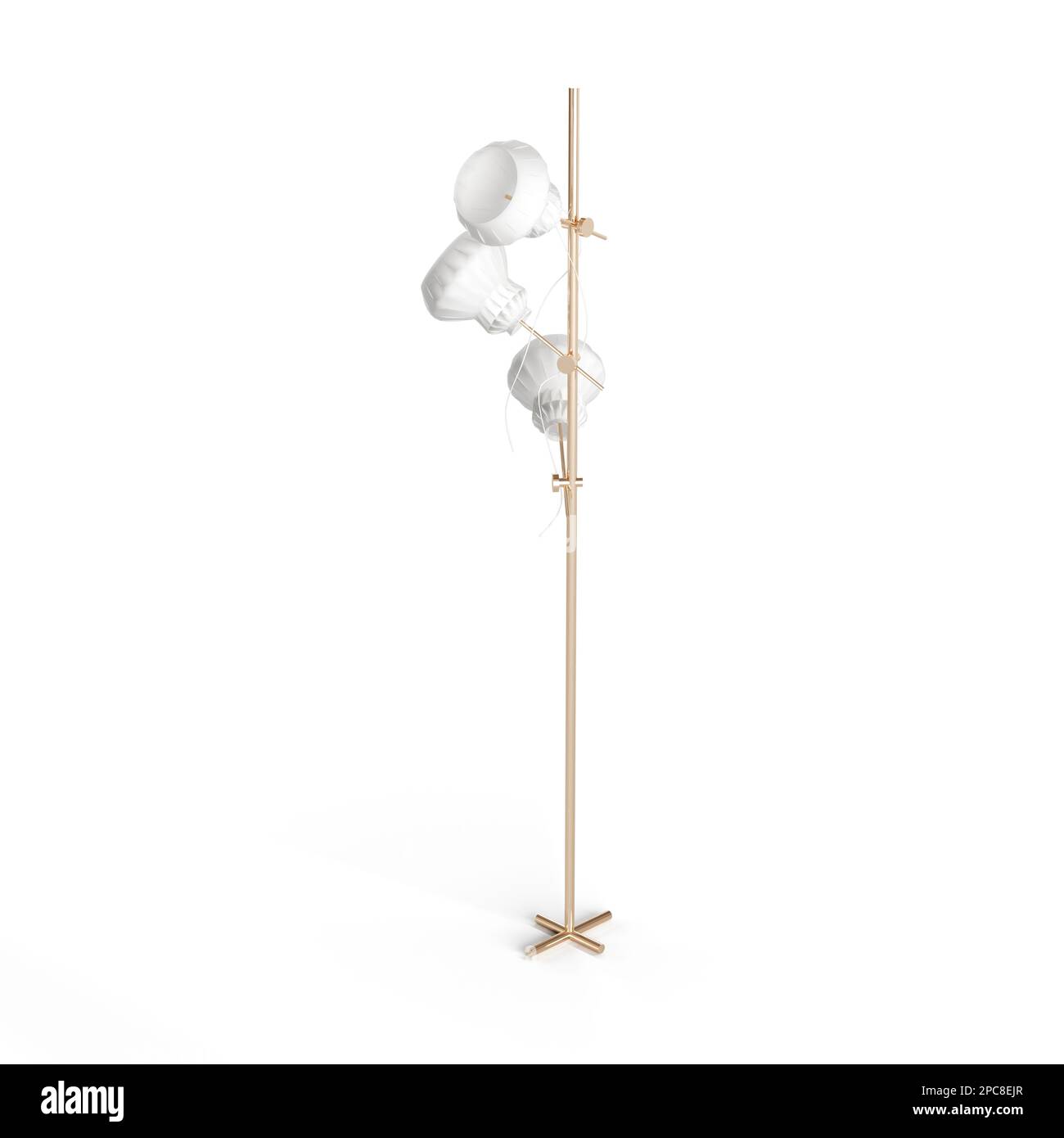 Questa elegante lampada è dotata di un'elegante base in metallo con dettagli in vetro trasparente e paralume in tessuto bianco Foto Stock
