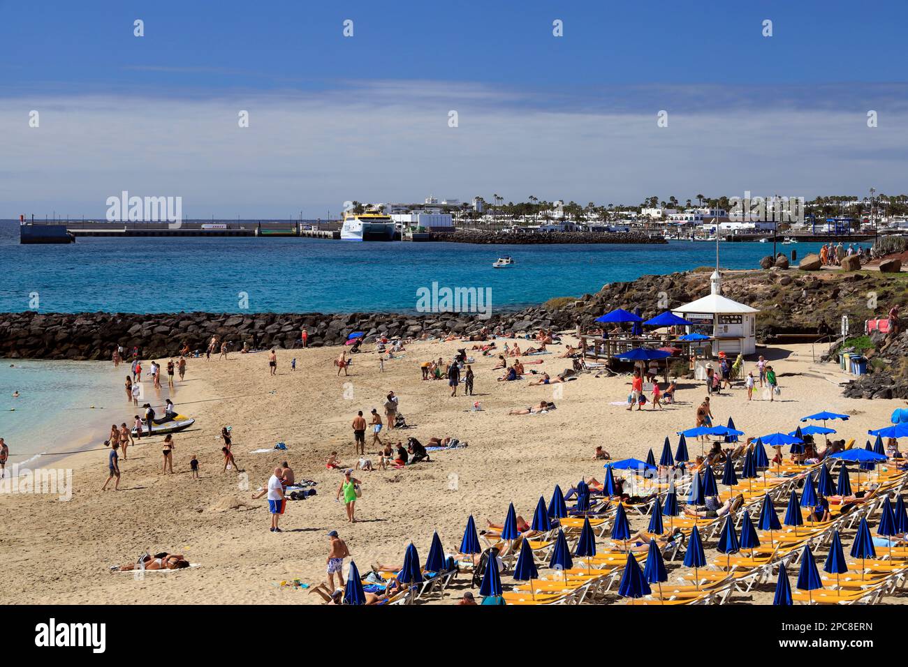 Playa Dorada Beach, Playa Blanca, Lanzarote, Isole Canarie, Spagna. Foto Stock