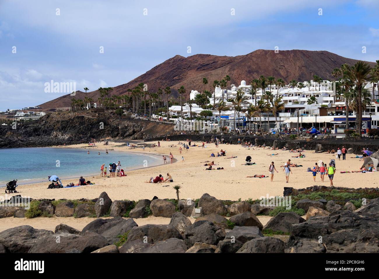 Playa Flamingo Beach, Playa Blanca, Lanzarote, Isole Canarie, Spagna. Foto Stock