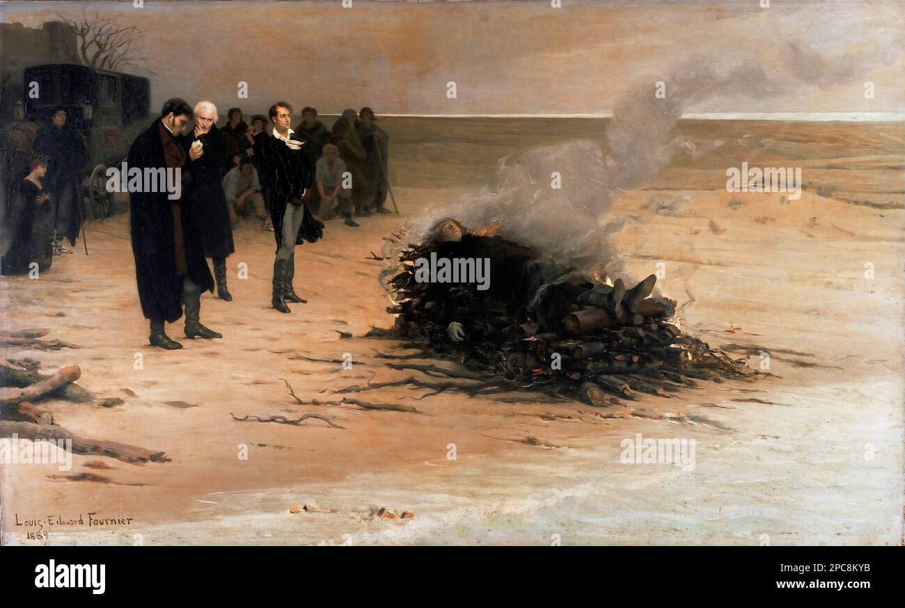 Il funerale di Shelley dall'artista francese, Louis Édouard Fournier (1857-1917), olio in tela, 1889 Foto Stock