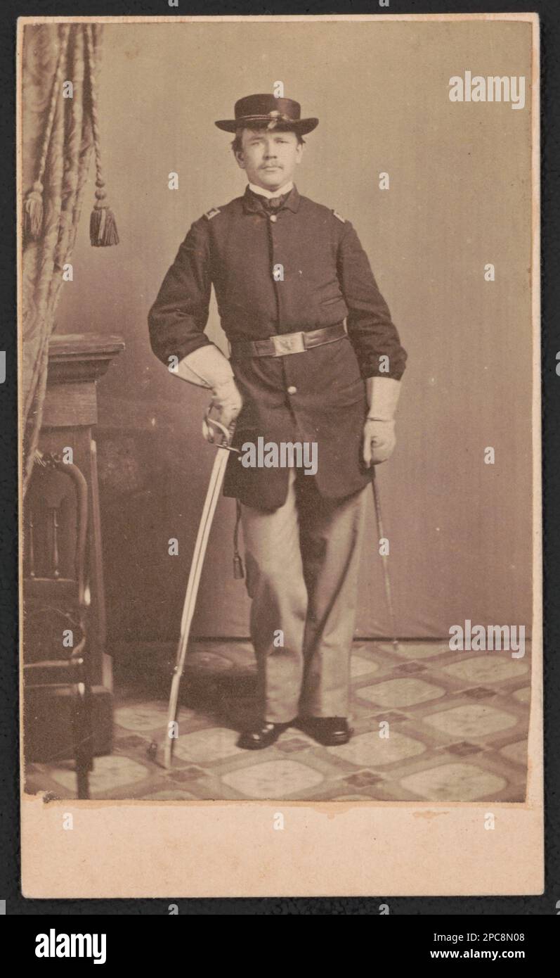 Soldato non identificato in uniforme di cavalleria dell'Unione. Liljenquist Famiglia Collezione di fotografie della Guerra civile , pp/liljpaper. Stati Uniti, esercito, persone, soldati, Unione, 1860-1870, Military Uniforms, Union, 1860-1870, Stati Uniti, Storia, Guerra civile, 1861-1865, personale militare, Unione. Foto Stock