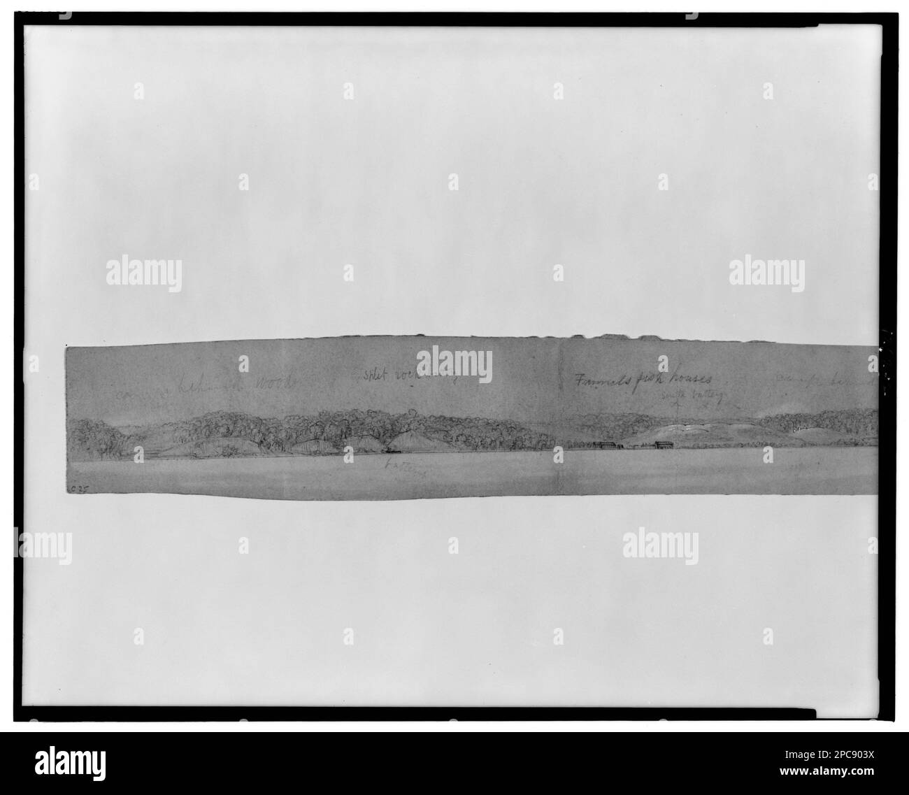 Ingresso al torrente Aquia, il canale passa accanto alle batterie. Morgan collezione di disegni della Guerra civile. Artiglieria (armi), 1860-1870, Forts & fortificazioni, 1860-1870, Stati Uniti, Storia, Guerra civile, 1861-1865, strutture militari, Stati Uniti, Virginia, Aquia Creek , Stati Uniti, Virginia, Potomac River , Stati Uniti, Virginia, King's Point Foto Stock