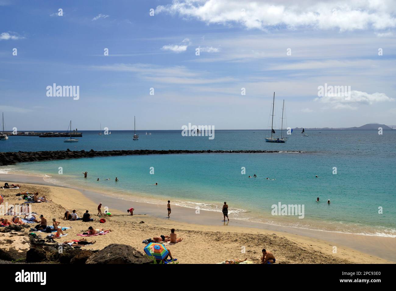 Playa Dorada Beach, Playa Blanca, Lanzarote, Isole Canarie, Spagna. Foto Stock