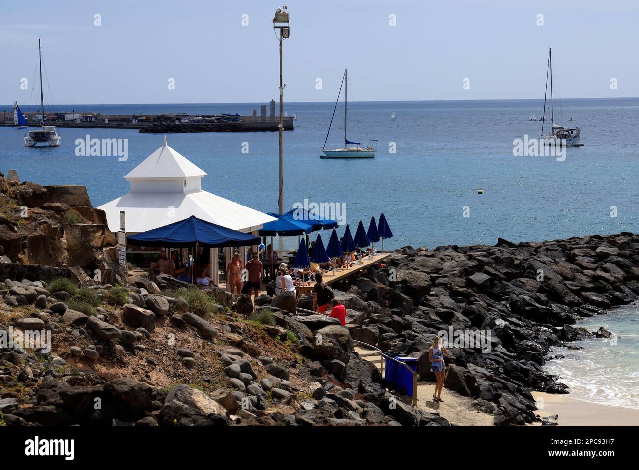 Playa Dorada Beach, Playa Blanca, Lanzarote, Isole Canarie, Spagna. Foto Stock