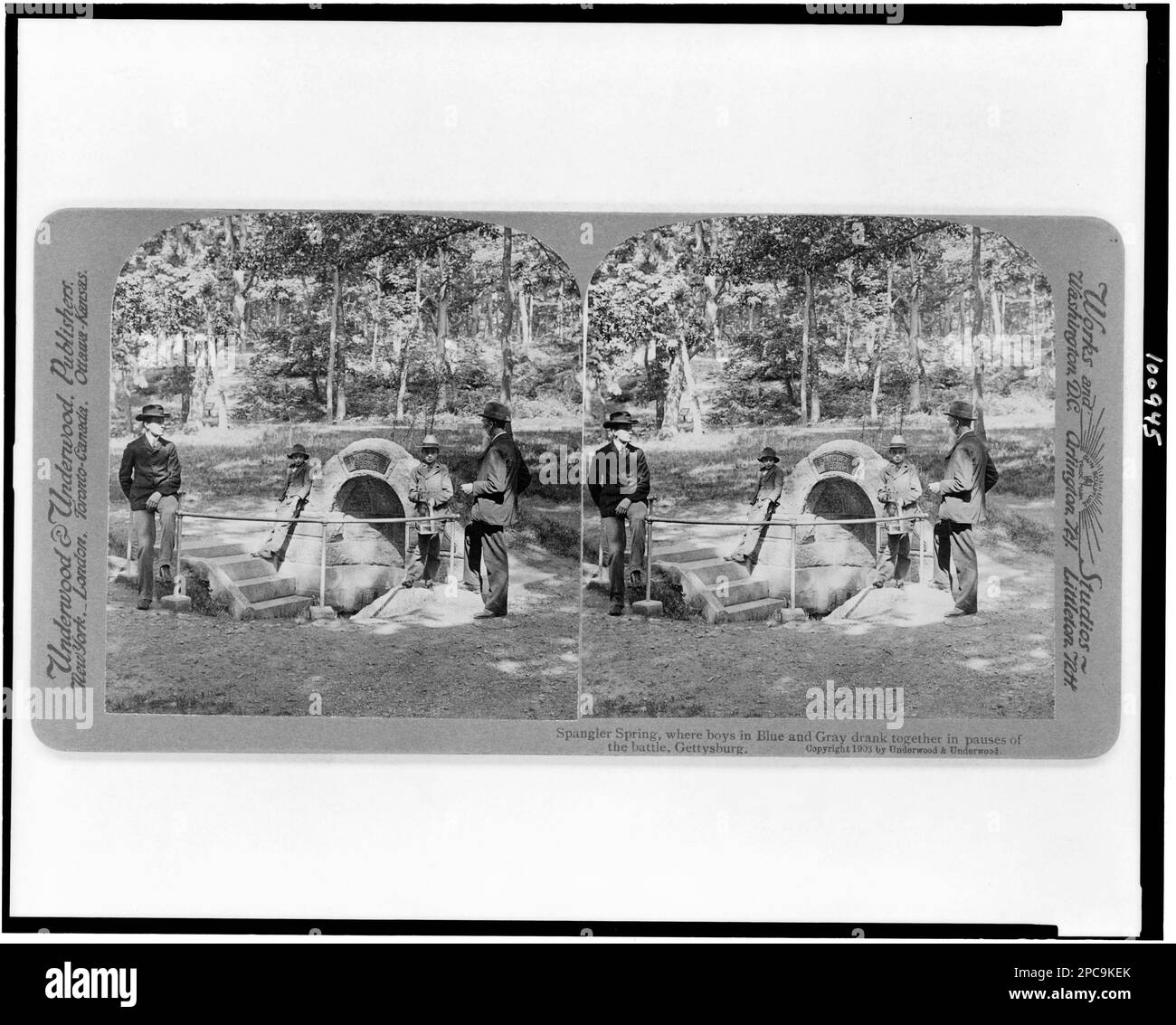Spangler Spring, dove i ragazzi in blu e grigio bevevano insieme in pause della battaglia, Gettysburg. H33653 STATI UNITI Copyright Office. Springs, Pennsylvania, Gettysburg, 1900-1910, Siti storici, Pennsylvania, Gettysburg, 1900-1910, Stati Uniti, Storia, Guerra civile, 1861-1865, siti storici. Foto Stock