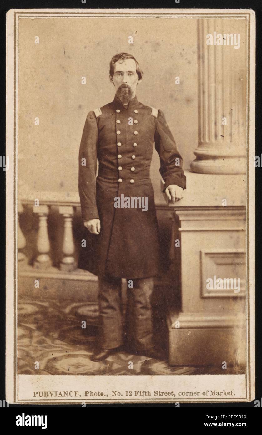 Tenente colonnello Henry A. Purviance of Co. E, 12th Pennsylvania Infanty Regiment and Co. E, 85th Pennsylvania fanteria reggimento in uniforme / Purviance, Foto, No. 12 Fifth Street, angolo di mercato.. Liljenquist Famiglia Collezione di fotografie della Guerra civile , pp/liljpaper. Purviance, Henry A, 1831-1863, Stati Uniti, Army, Pennsylvania Infanty Regiment, 12th (1861), People, Stati Uniti, Army, Pennsylvania Finfantry Regiment, 85th (1861-1864), persone, soldati, Unione, 1860-1870, Military Uniforms, Union, 1860-1870, Stati Uniti, Storia, Guerra civile, 1861-1865, personale militare, Unione. Foto Stock