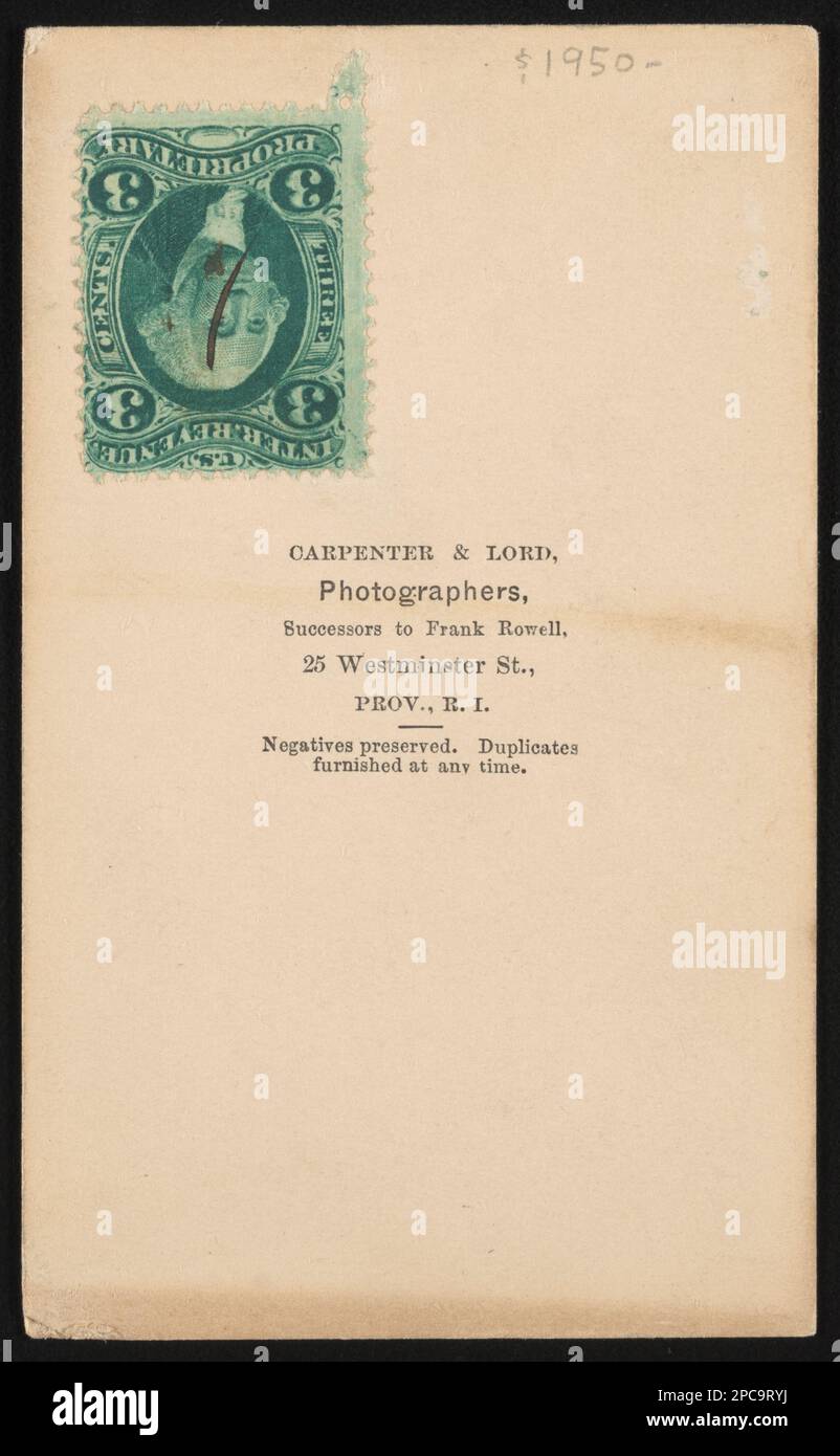 Il colonnello Elisha Hunt Rhodes of Co. D e Co. B, 2nd Reggimento della fanteria di Rhode Island in uniforme / Carpenter & Lord, fotografi, successori di Frank Lowell, 25 Westminster St., Prove, R.I.. Liljenquist Famiglia Collezione di fotografie della Guerra civile , pp/liljpaper. Rhodes, Elisha Hunt, 1842-1917, Stati Uniti, Army, People, 1860-1870, United States, Army, Rhode Island Fantry Regiment, 2nd (1861-1865), People, Soldiers, Union, 1860-1870, Military Uniforms, Union, 1860-1870, Stati Uniti, Storia, Guerra civile, 1861-1865, personale militare, Unione. Foto Stock