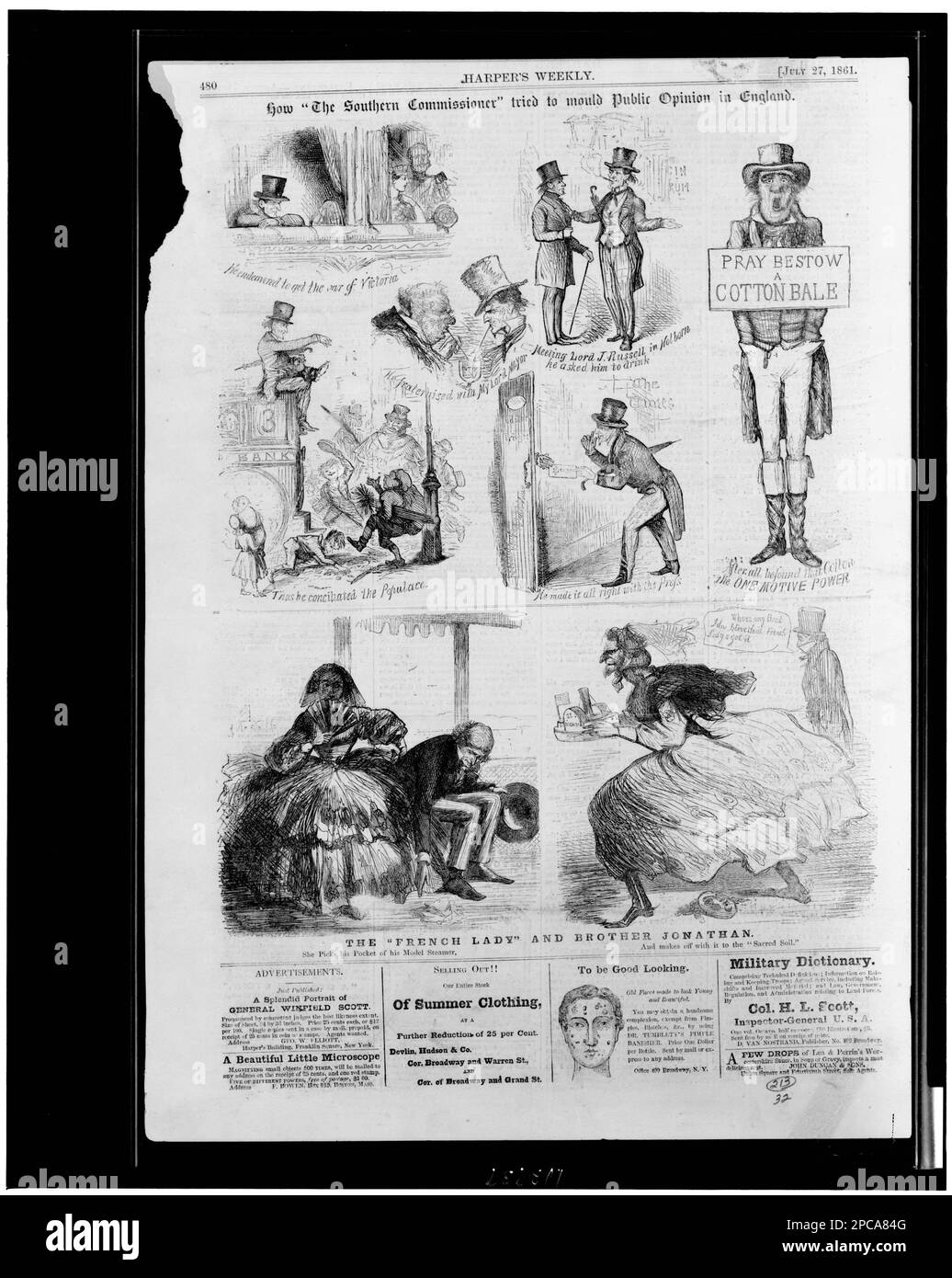 Come "il commissario del sud” ha cercato di plasmare la sica opinione pubblica in Inghilterra. Illus. In: Harper's Weekly, vol. 5, no. 239 (27 luglio 1861), pag. 480. Stati Uniti, Storia, Guerra civile, 1861-1865, diplomatici, Confederato, Inghilterra, 1860-1870. Foto Stock