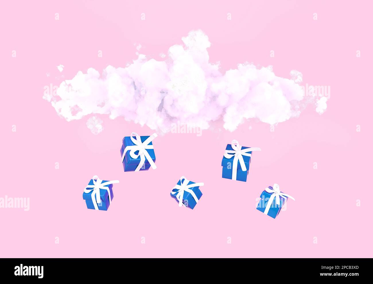 Nuvola con scatola regalo pioggia su sfondo rosa pastello. Idea creativa.  Concetto minimo. rendering 3d Foto stock - Alamy