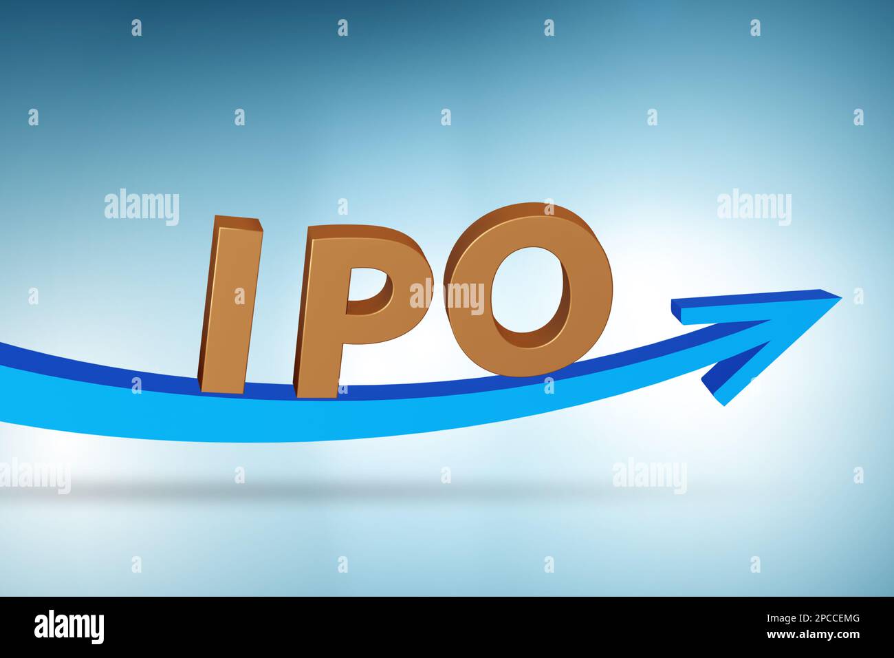 Concetto IPO con il grafico di crescita - rendering 3D Foto Stock