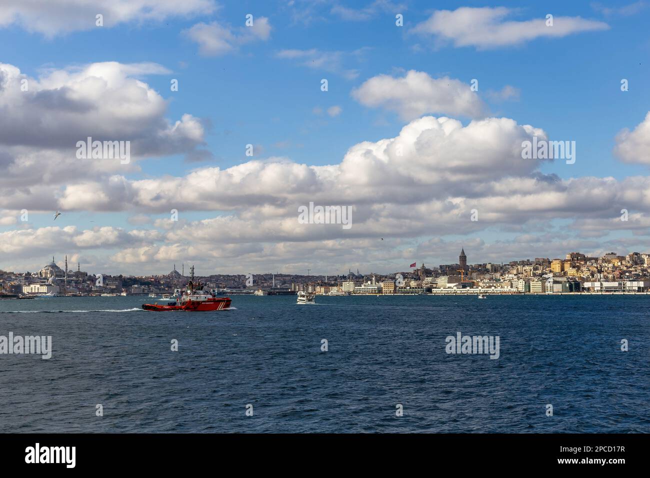 Bosforo İstanbul stretto e navi da crociera. Foto Stock