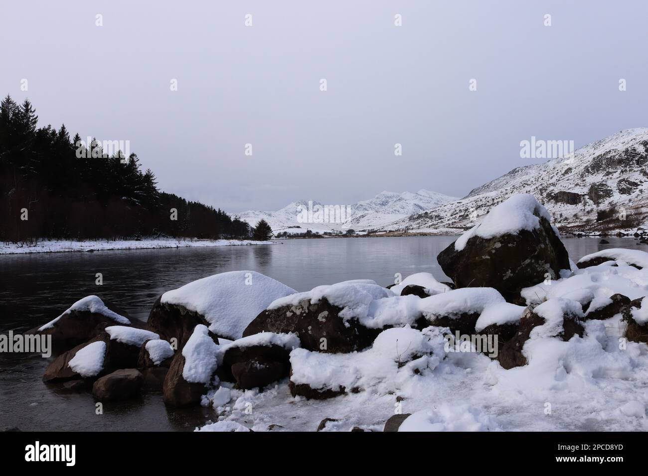 Inverno Snowdon, galles snowdonia Foto Stock