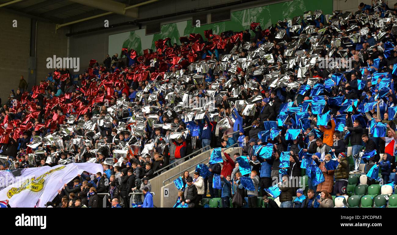 BetMcLean Cup Final 2023, Linfield Vs Coleraine. Stadio nazionale al Windsor Park, Belfast. Foto Stock