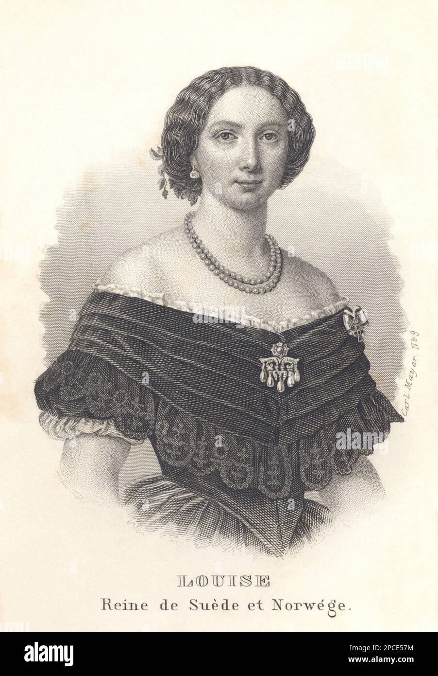 1861 : la regina di Svezia e Norvegia LOUISE (Louise dei Paesi Bassi, 1828-1871), coniuge di re Carlo XV di Svezia e IV di Norvegia. Ritratto inciso da ALMANACH DE GOTHA , 1861. Suo padre era il principe Frederik dei Paesi Bassi, il secondo figlio di re Willem i dei Paesi Bassi e Wilhelmina di Prussia. Sua madre era la principessa Louise dei Paesi Bassi (nata principessa Louise di Prussia), l'ottavo figlio del re Friederich Wilhelm III di Prussia e Luise di Meclemburgo-Strelitz . La principessa Louise sposò in holm il 19 giugno 1850 il principe ereditario Carl di Svezia e la Norvegia, il figlio Foto Stock