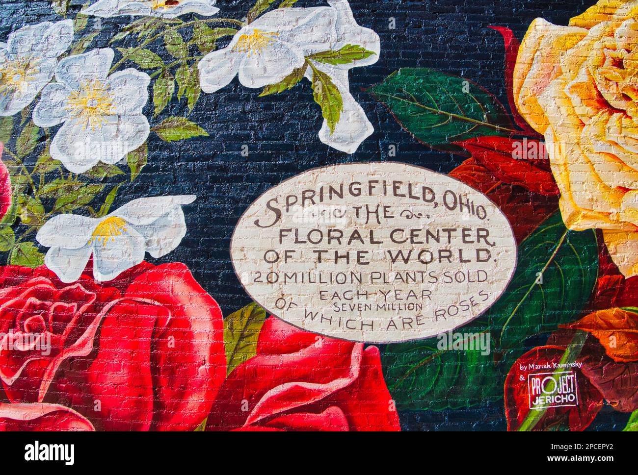 Murale dello Springfield Floral Center a Springfield Ohio USA 2023 Foto Stock