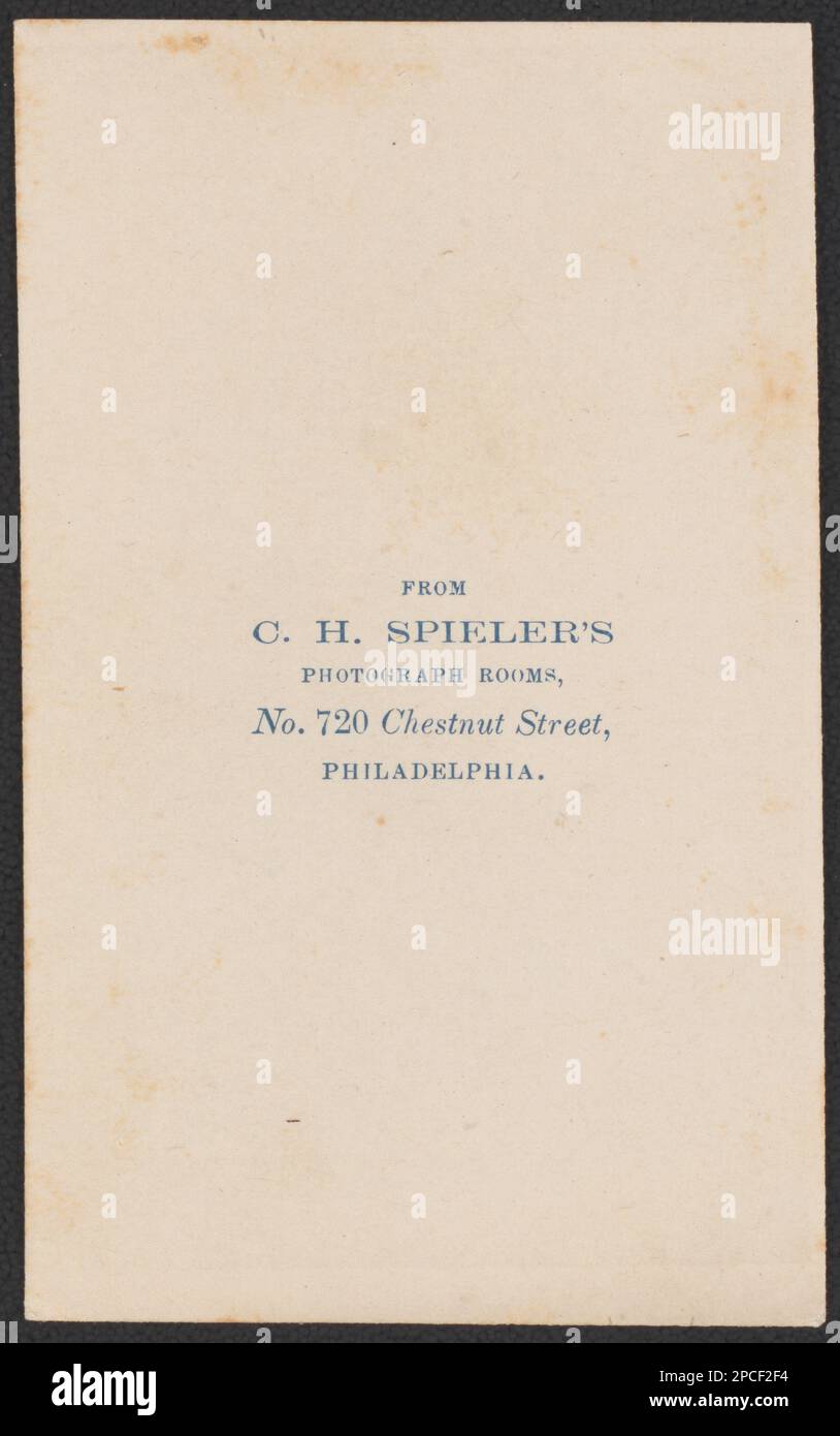 Laura Stratton Birney, moglie del capitano Fitzhugh Birney / C.H. Spieler's Photograph Rooms, No. 720 Chestnut Street, Philadelphia. Liljenquist Collezione di fotografie della Guerra civile , pp/liljwoch, pp/liljpaper. Birney, Fitzhugh, 1842-1864, Famiglia, Birney, Laura Stratton, 1833-1866. Foto Stock