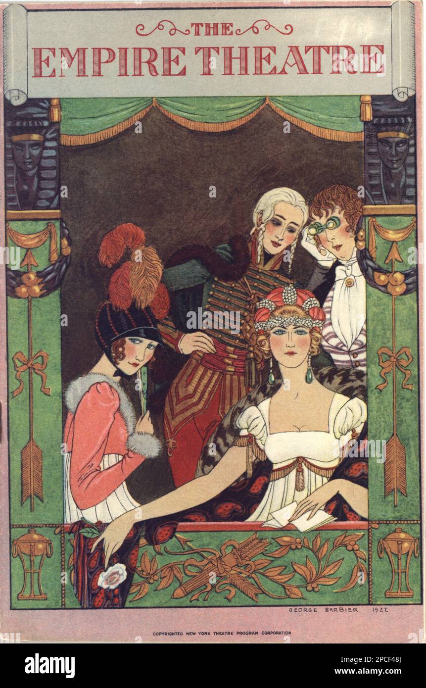 1922 , USA : l'illustratore francese GEORGE BARBIER ( 1882 - 1932 ), copertina del magazine-programma THE EMPIRE THEATER ( New York ). È stato uno dei grandi illustratori francesi del 20th ° secolo. - ART DECO' - ILLUSTRATOR - IlLUSTRATORE - ILLUSTRAZIONE - ARTS - ARTE - copertina - palchetto a teatro - teatrale - TEATRO - TEATRO ----- Archivio GBB Foto Stock
