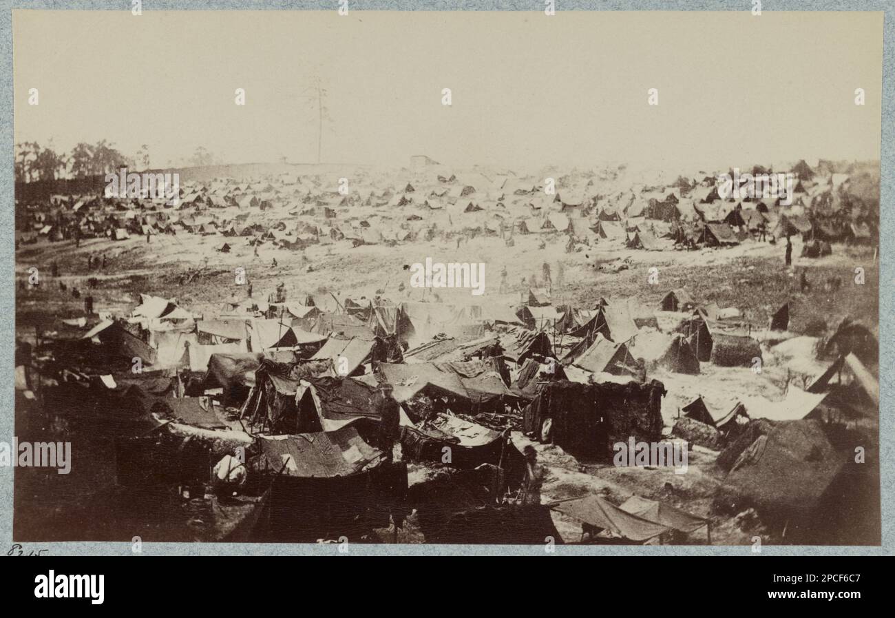 Prigione di Andersonville, GA., 17 agosto 1864. Vista nord-ovest della riserva. 8215, titolo della voce, scritto a mano in verso: 'Miller, vol.. VII, pag. 75 (in basso)', Gift; col. Godwin Ordway; 1948. Stati Uniti, Storia, Guerra civile, 1861-1865, Stati Uniti, Georgia, Andersonville. Foto Stock
