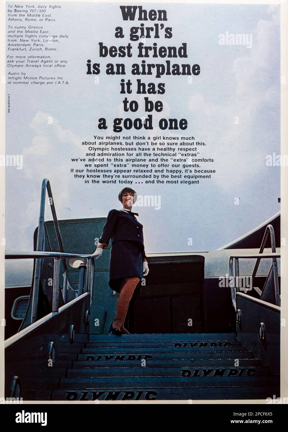 Le compagnie aeree olimpiche pubblicano in una rivista NatGeo nel marzo 1968 Foto Stock