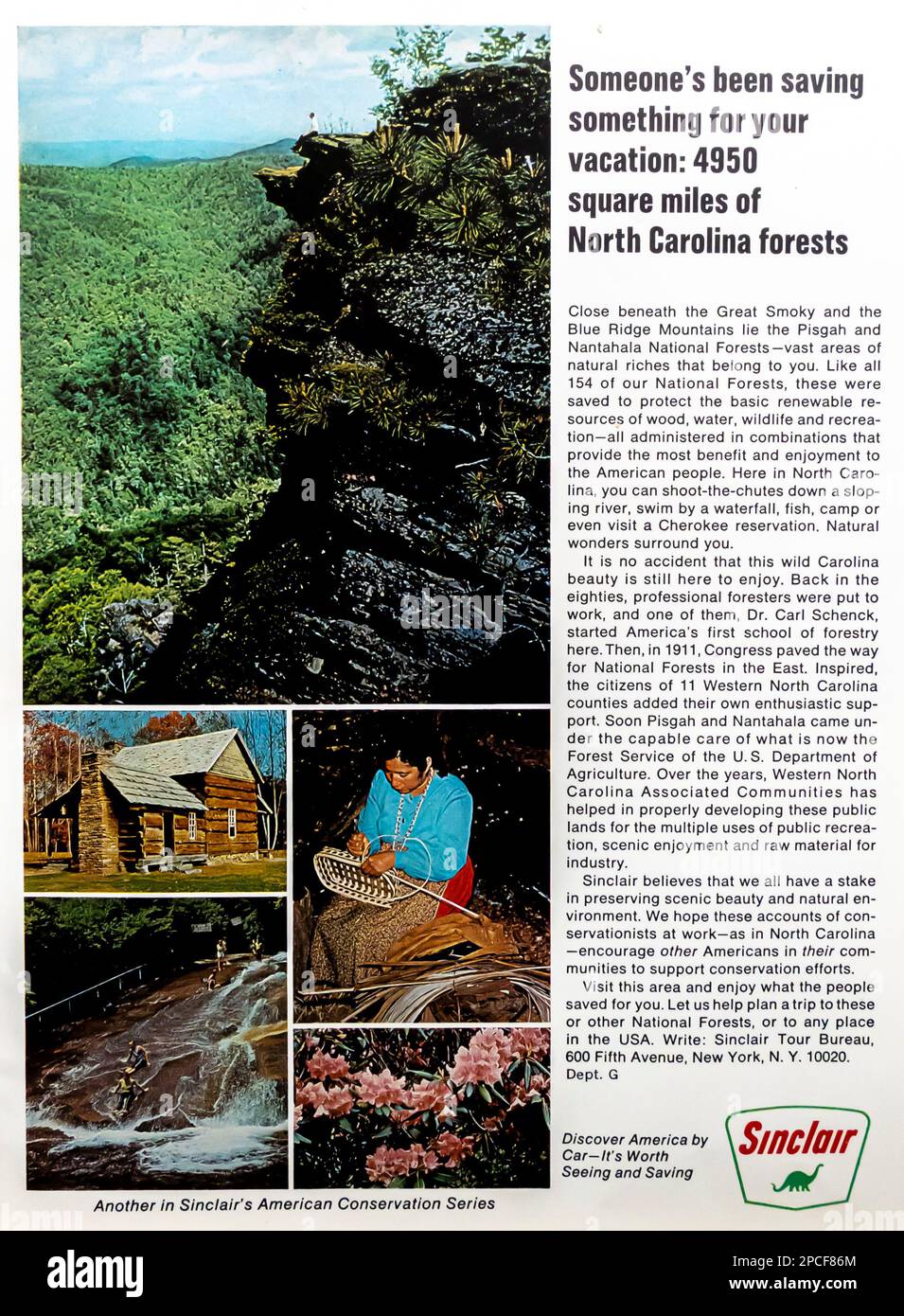 Sinclair Tour Bureau annuncio in una rivista NatGeo luglio 1968 Foto Stock