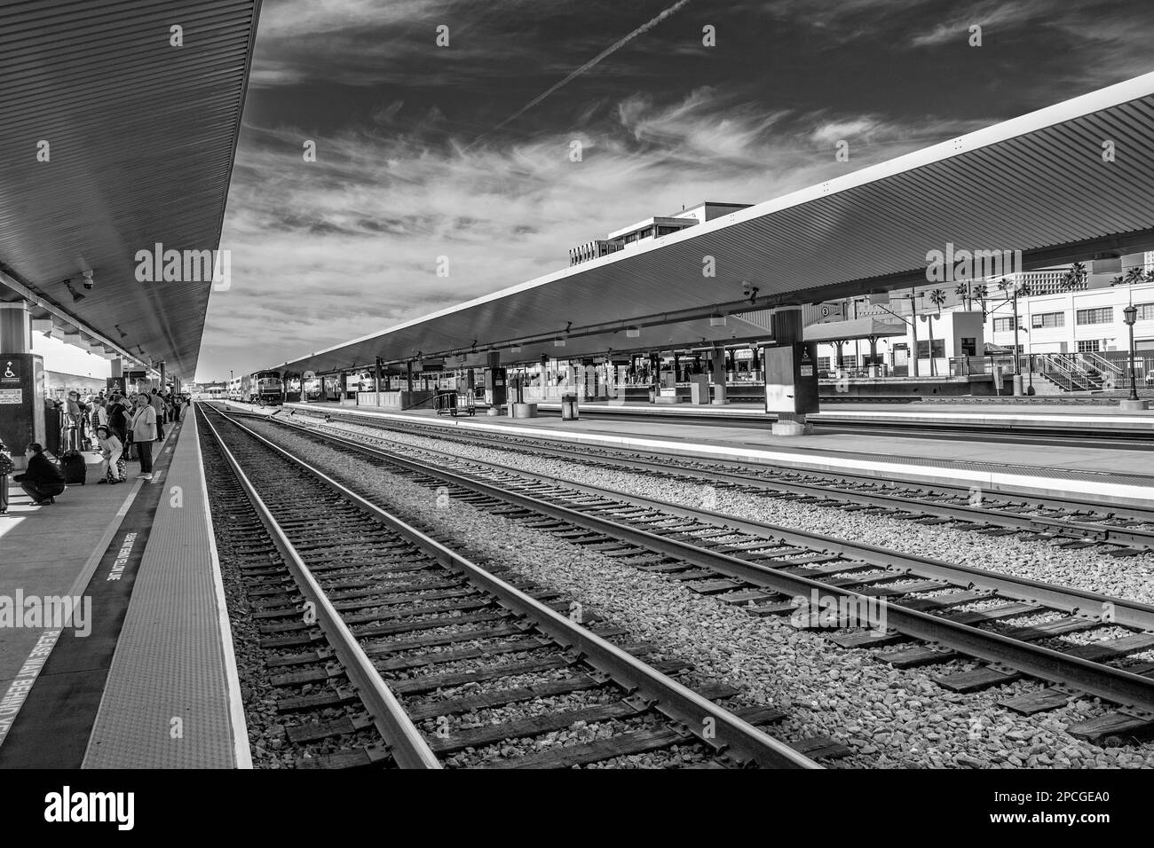 Los Angeles, USA - Apr 18, 2019: : Vista della Union Station di Los Angeles. La stazione è la stazione più trafficata degli Stati Uniti occidentali. Foto Stock