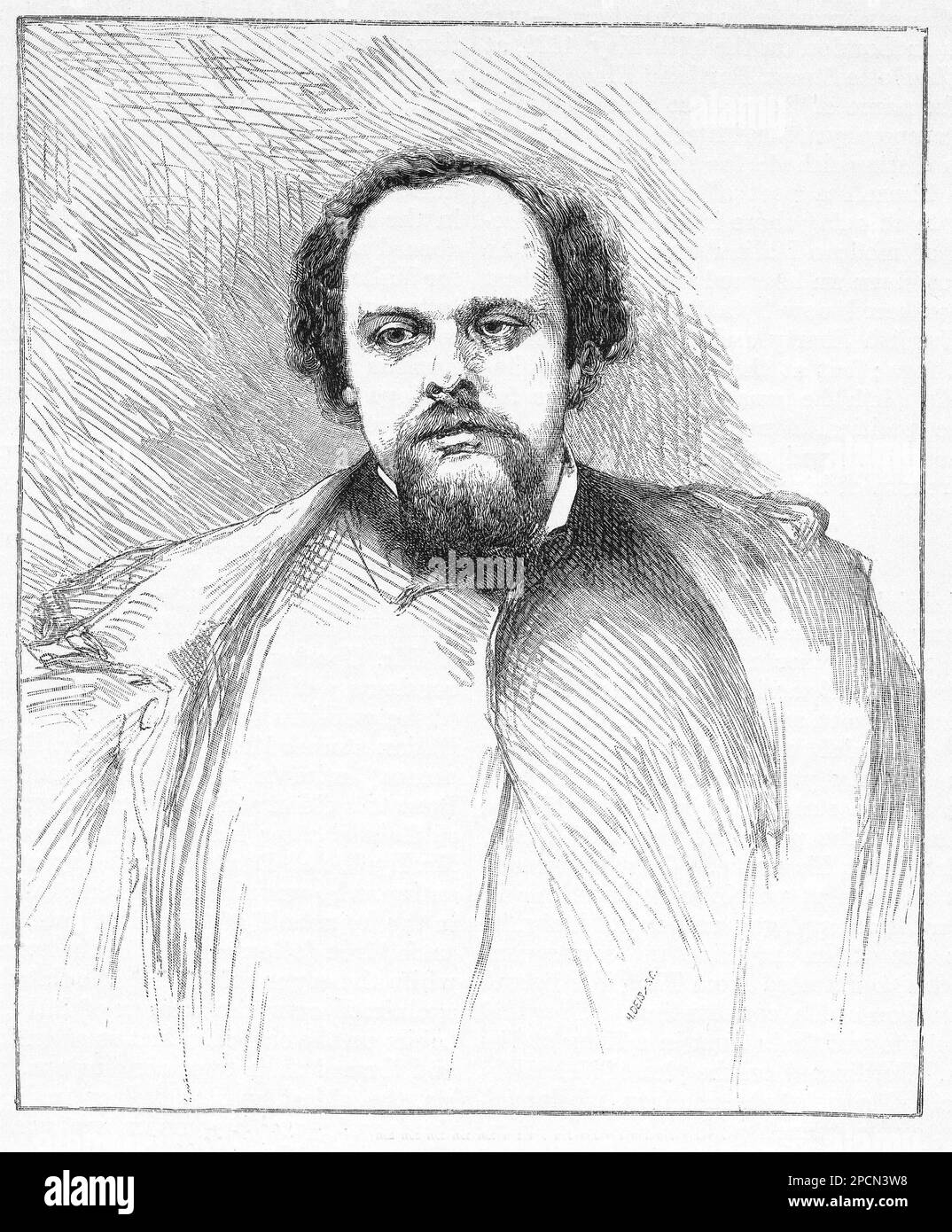 Lo scandaloso pittore britannico DANTE GABRIEL ROSSETTI ( 1828 - 1882 ), influenzato dal movimento pre-Raphaellita di BROTHERWOD con William Hunt , Ford Madox Brown e John Everett Millais . Illustrazione disegnata da J. W. Alexandre, Da una foto di W. and D. Downey - PITTORE - PITTURA - ARTI VISIVE - ARTE - ARTE - ritratto - arte - barba - uomo - illustrazione - incisione - incisione - bohemien - maudit - artista maledetto - Gabriele - PRERAFFAELLITISMO - PRERAPHAELITE - PRERAFFAELLITA - PRERAFFAELLISMO - PRERAPHAELISM --- ARCHIVIO GBB Foto Stock