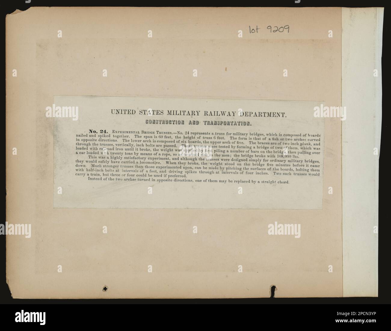 Travature sperimentali a ponte. Fa parte delle foto della Guerra civile, della costruzione militare e del trasporto nella Virginia del Nord e altrove / Dipartimento ferroviario militare degli Stati Uniti . Stati Uniti, Storia, Guerra civile, 1861-1865, Trasporti. Foto Stock