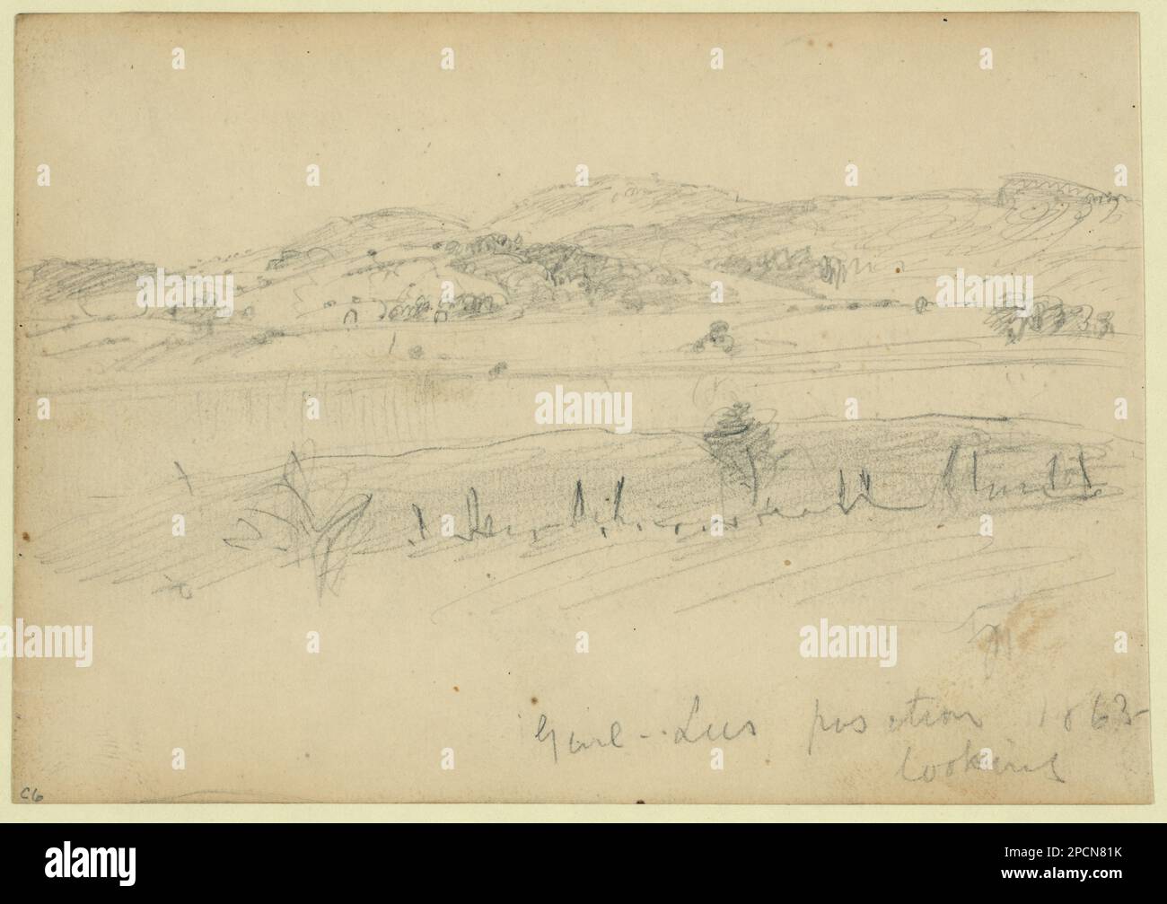 Genl Lees posizione, 1863, guardando. Morgan collezione di disegni della Guerra civile. Lee, Robert e, (Robert Edward), 1807-1870, Servizio militare, Stati Uniti, Storia, Guerra civile, 1861-1865, Battlefields, Stati Uniti Foto Stock
