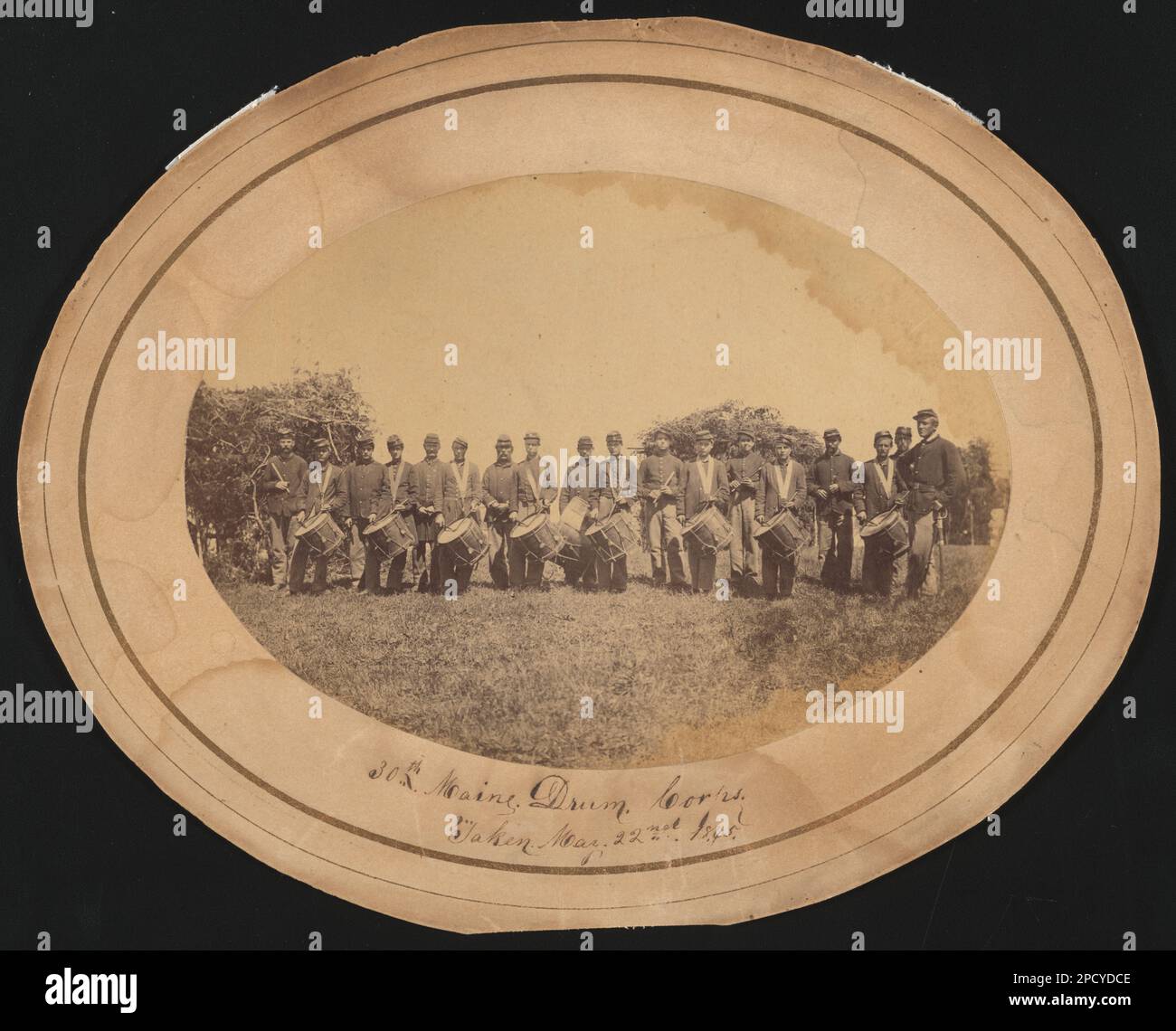 30th Maine Drum Corps, preso il 22nd maggio 1865. Liljenquist Famiglia Collezione di fotografie della Guerra civile , pp/liljpaper. Stati Uniti, Army, Maine Fanteria Regiment, 30th (1863-1865), persone, Soldati, Unione, 1860-1870, uniformi militari, Unione, 1860-1870, musicisti, 1860-1870, batteria (Strumenti musicali), 1860-1870, Stati Uniti, Storia, Guerra civile, 1861-1865, personale militare, Unione. Foto Stock