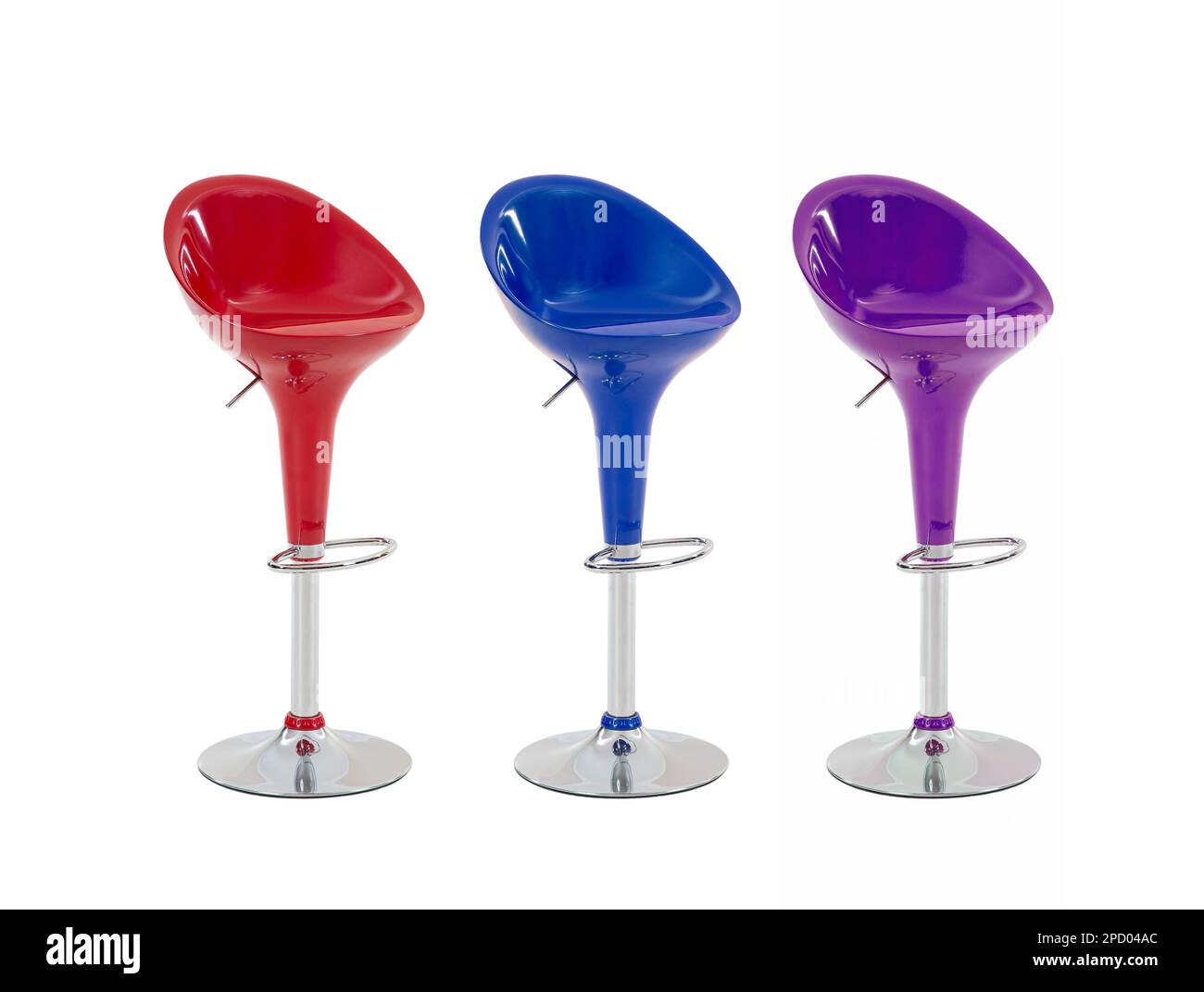 sedie da bar colorate isolate su sfondo bianco Foto Stock