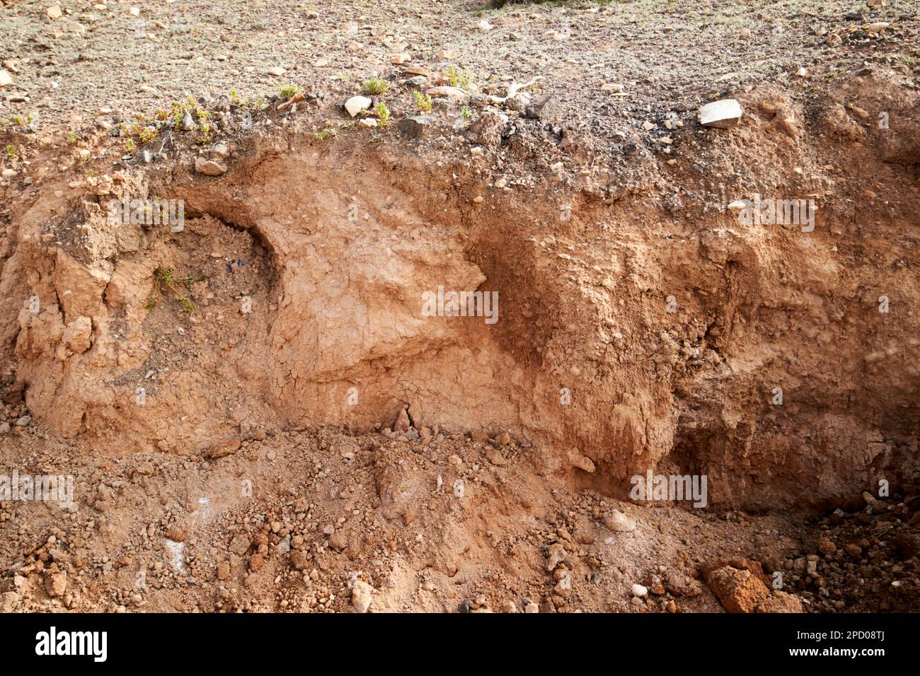 Terreno in sezione vicino salinas de janubio saline Lanzarote, Isole Canarie, Spagna Foto Stock