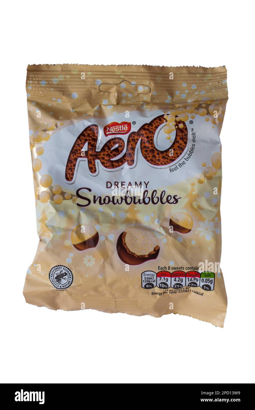 Pacchetto di Nestlé Nestlé Aero sognanti bolle di neve, sognanti bolle di neve, isolate su sfondo bianco Foto Stock