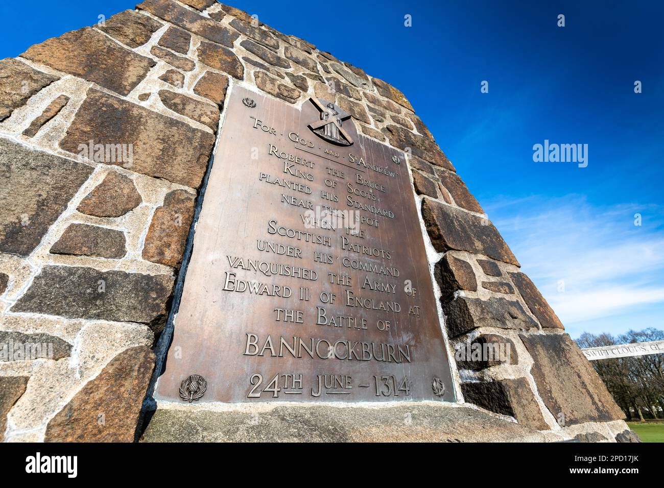 Robert the Bruce Monument alla Battaglia di Bannockburn Experience nella città di Stirling in Scozia Foto Stock