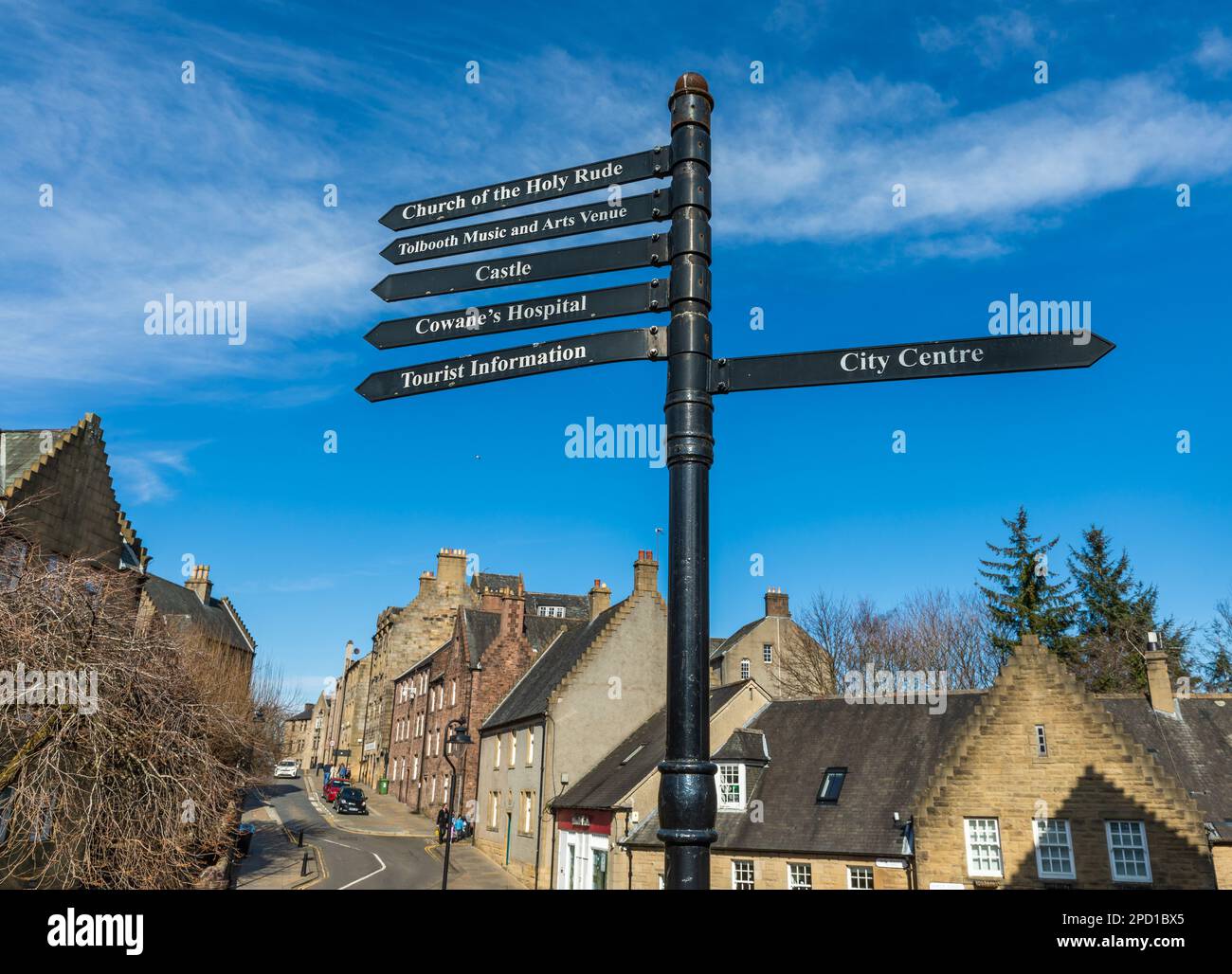 Edifici storici nella parte della città vecchia di Stirling, in Scozia Foto Stock