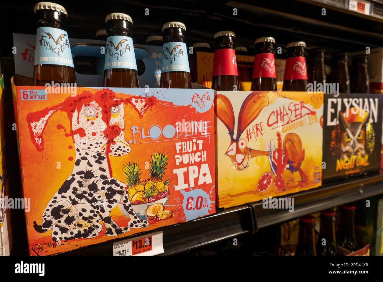 Il supermercato Weis di Doylestown, Pennsylvania, offre un'ampia selezione di bevande al malto e birre artigianali, 2023, PA, USA Foto Stock