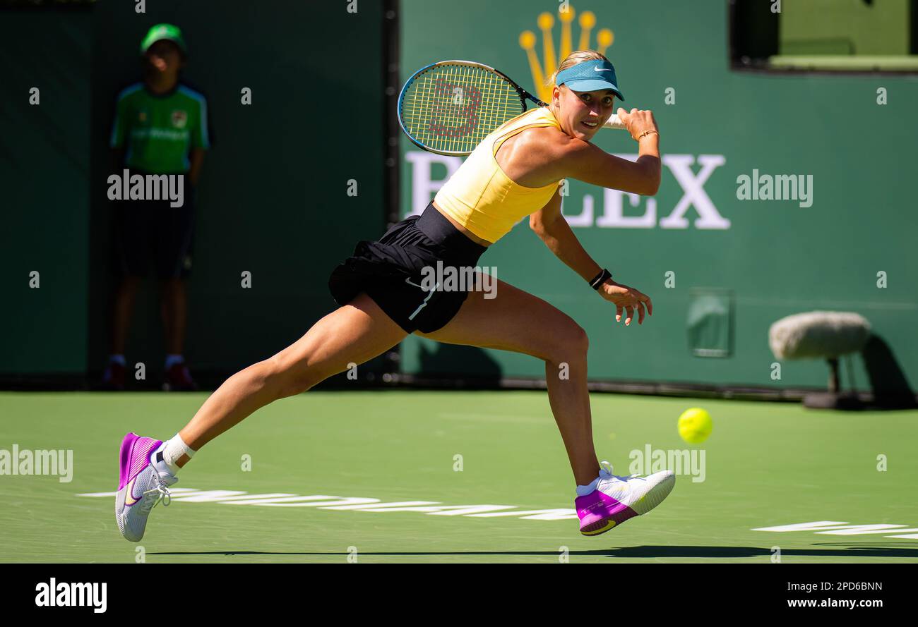 Anastasia Potapova di Russia in azione durante il terzo round del BNP