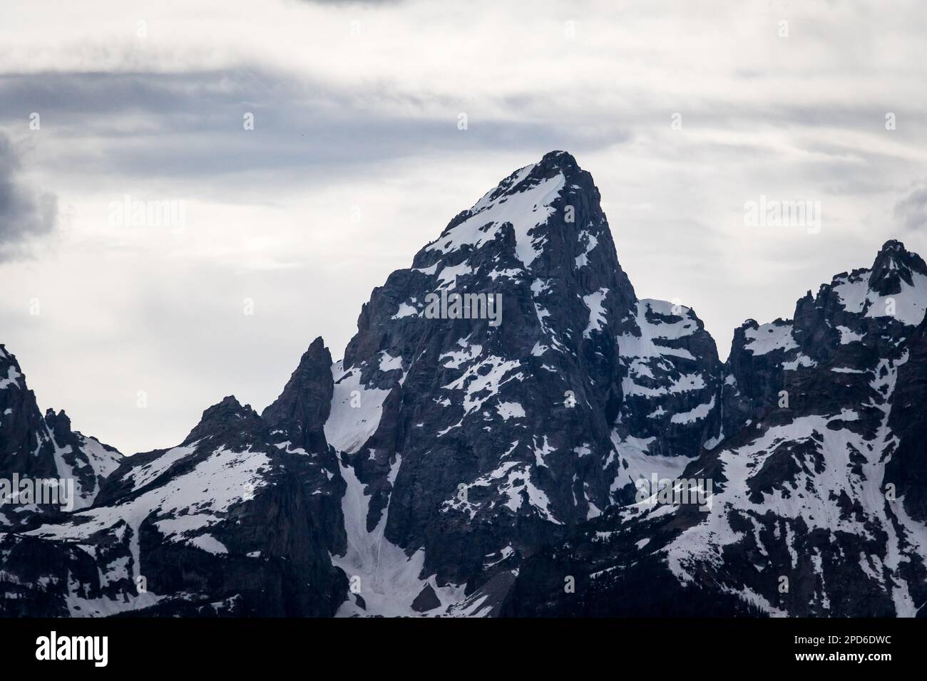 Primo piano del Grand Teton Peak al Grand Teton National Park, Wyoming Foto Stock