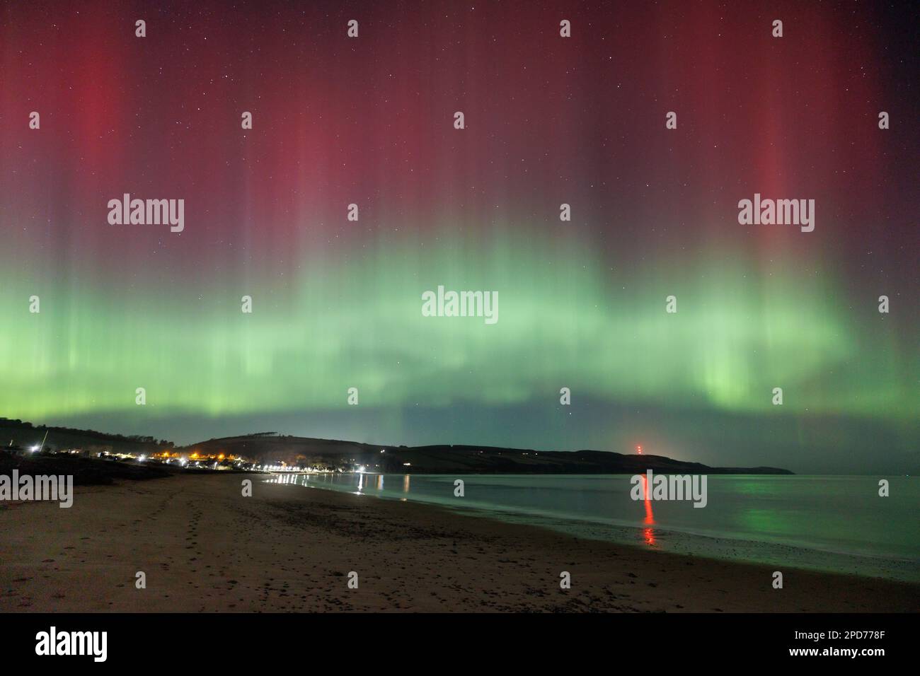 L'aurora boreale sulle Highlands scozzesi. Foto Stock