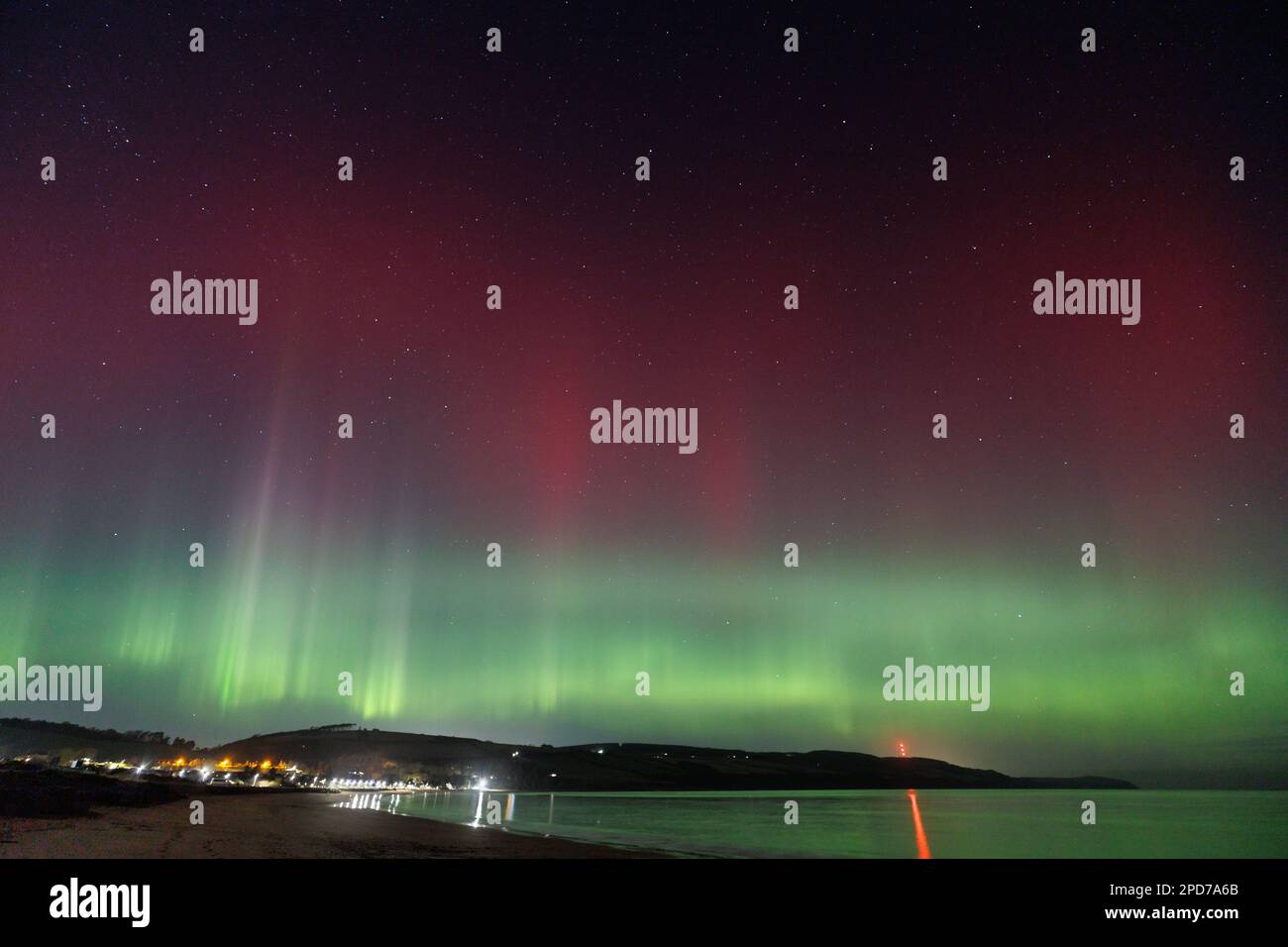 L'aurora boreale sulle Highlands scozzesi. Foto Stock