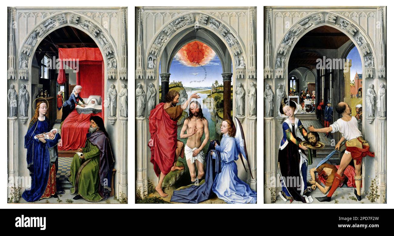 L'altare di San John di Rogier van der Weyden (c.1399-1464), olio su legno di quercia, c. 1455 Foto Stock