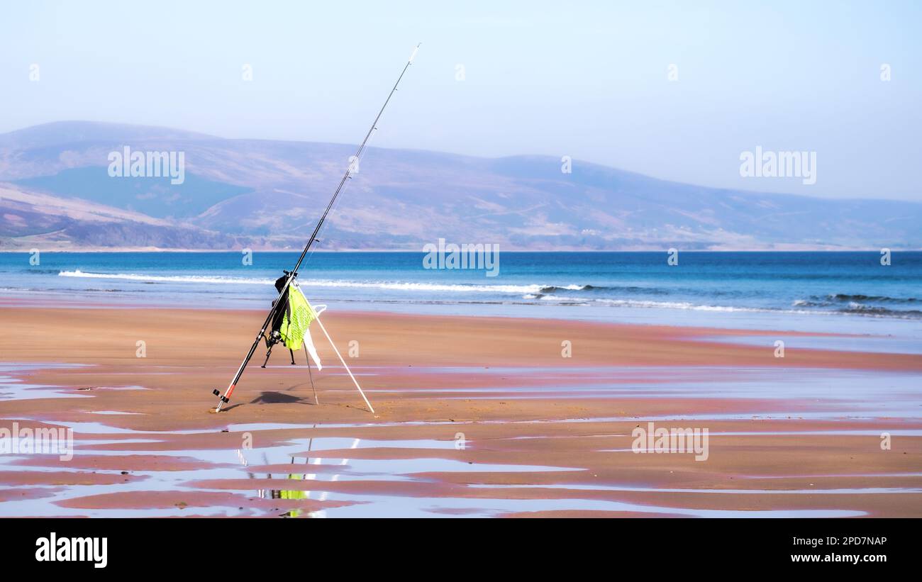 Pesca al largo della spiaggia di Brora Foto Stock